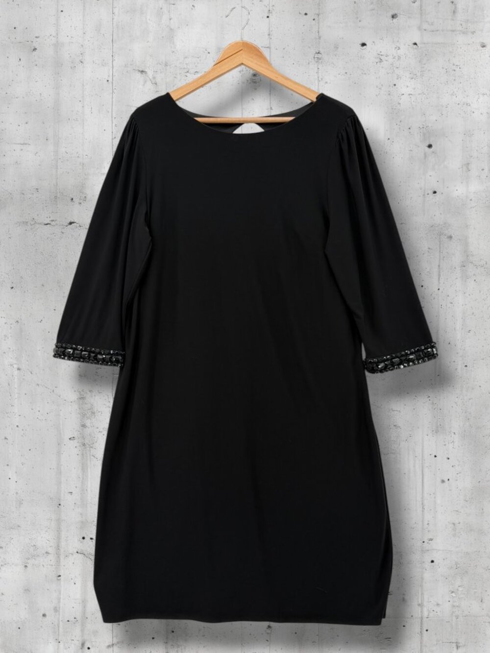 Laundry by Shelli Segal Embellished Cuff Black Crepe Cocktail Dress 14